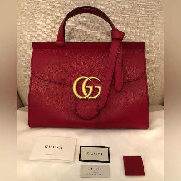 SOLD GUCCI Calfskin GG Marmont Top Handle Bag and Optional Shoulder Strap - Picture 4 of 17